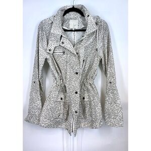 Women's Animal Print Jacket Size L Snap Front Zip Pocket Gorpcore Utility Y2k